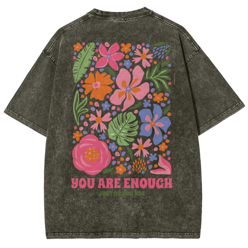 Flower  Unisex Fit Washed T-Shirt Customscool