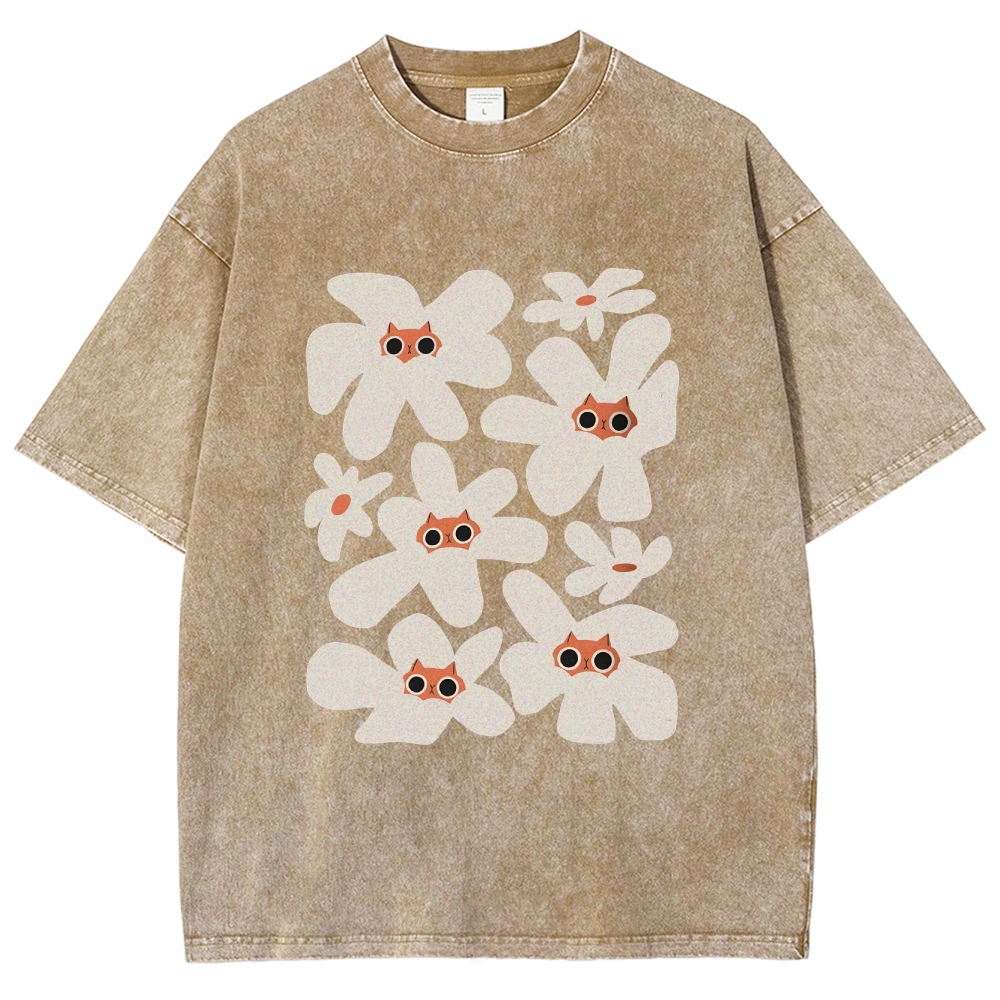 Cat Garden Unisex Fit Washed T-Shirt Customscool
