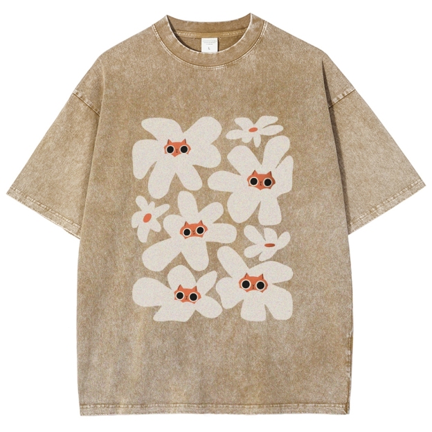 Cat Garden Unisex Fit Washed T-Shirt Customscool