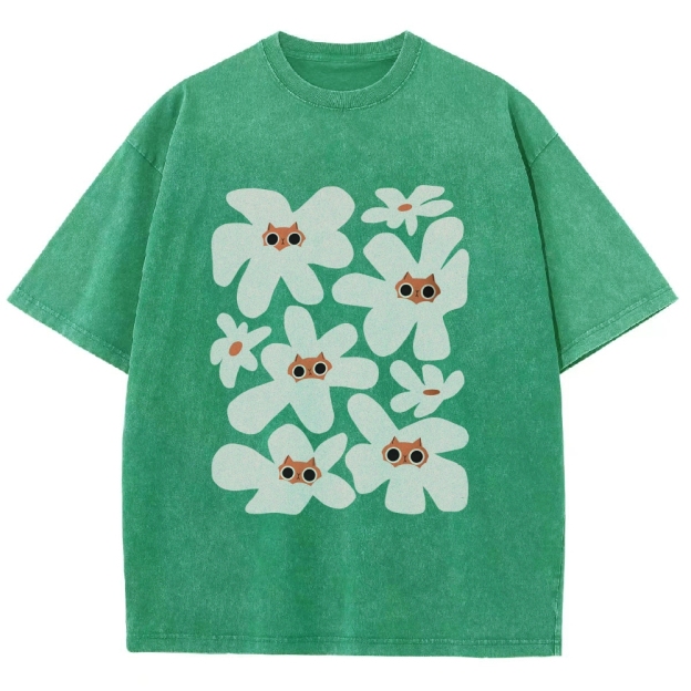 Cat Garden Unisex Fit Washed T-Shirt Customscool