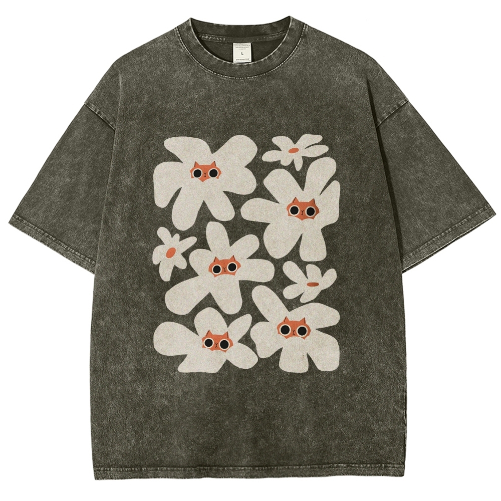 Cat Garden Unisex Fit Washed T-Shirt Customscool