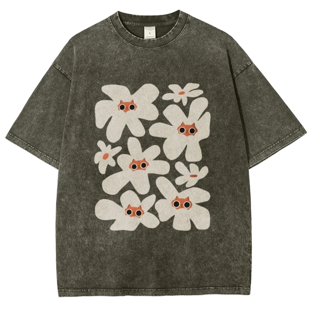 Cat Garden Unisex Fit Washed T-Shirt Customscool