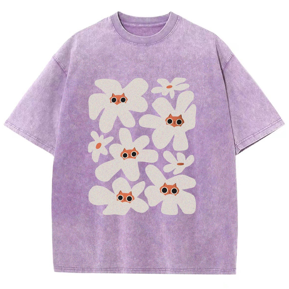 Cat Garden Unisex Fit Washed T-Shirt Customscool