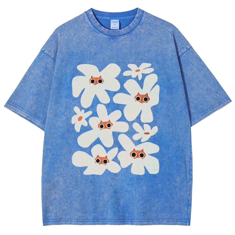 Cat Garden Unisex Fit Washed T-Shirt Customscool