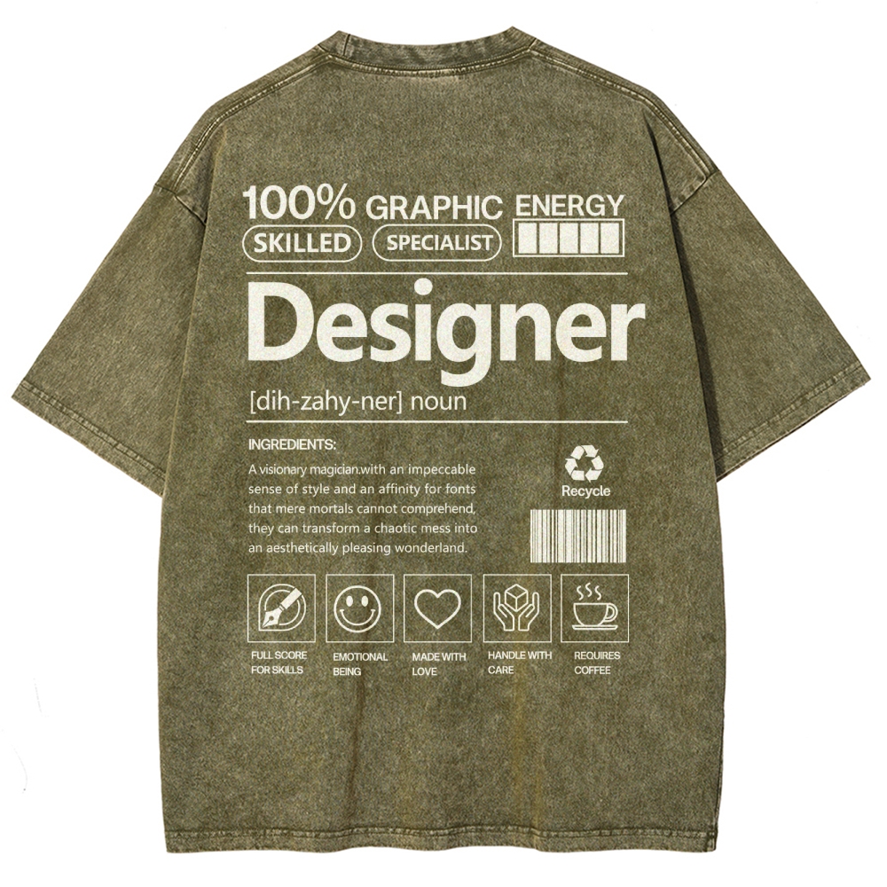 Designer Unisex Fit Washed T-Shirt Customscool