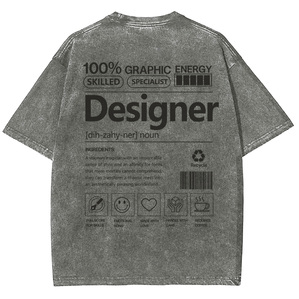 Designer Unisex Fit Washed T-Shirt Customscool