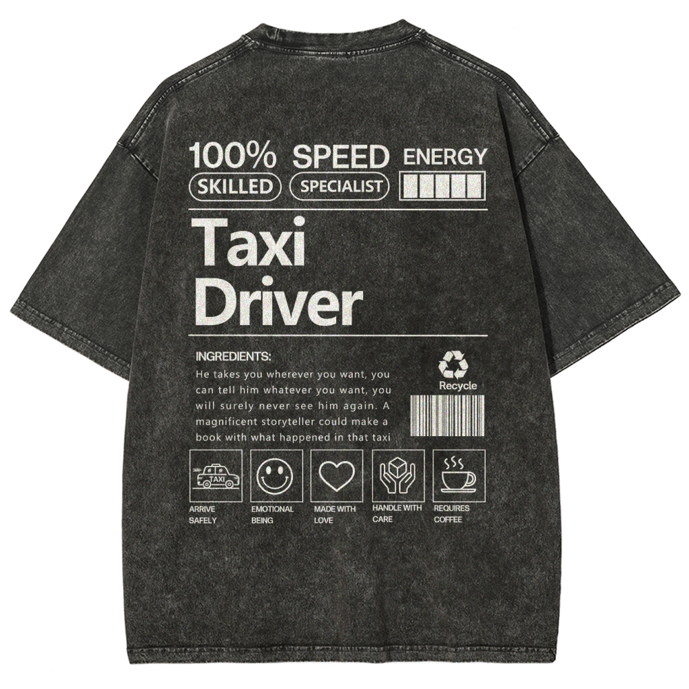 Taxi Driver Unisex Fit Washed T-Shirt