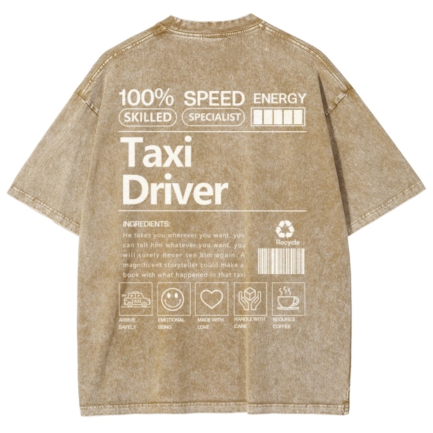 Taxi Driver Unisex Fit Washed T-Shirt
