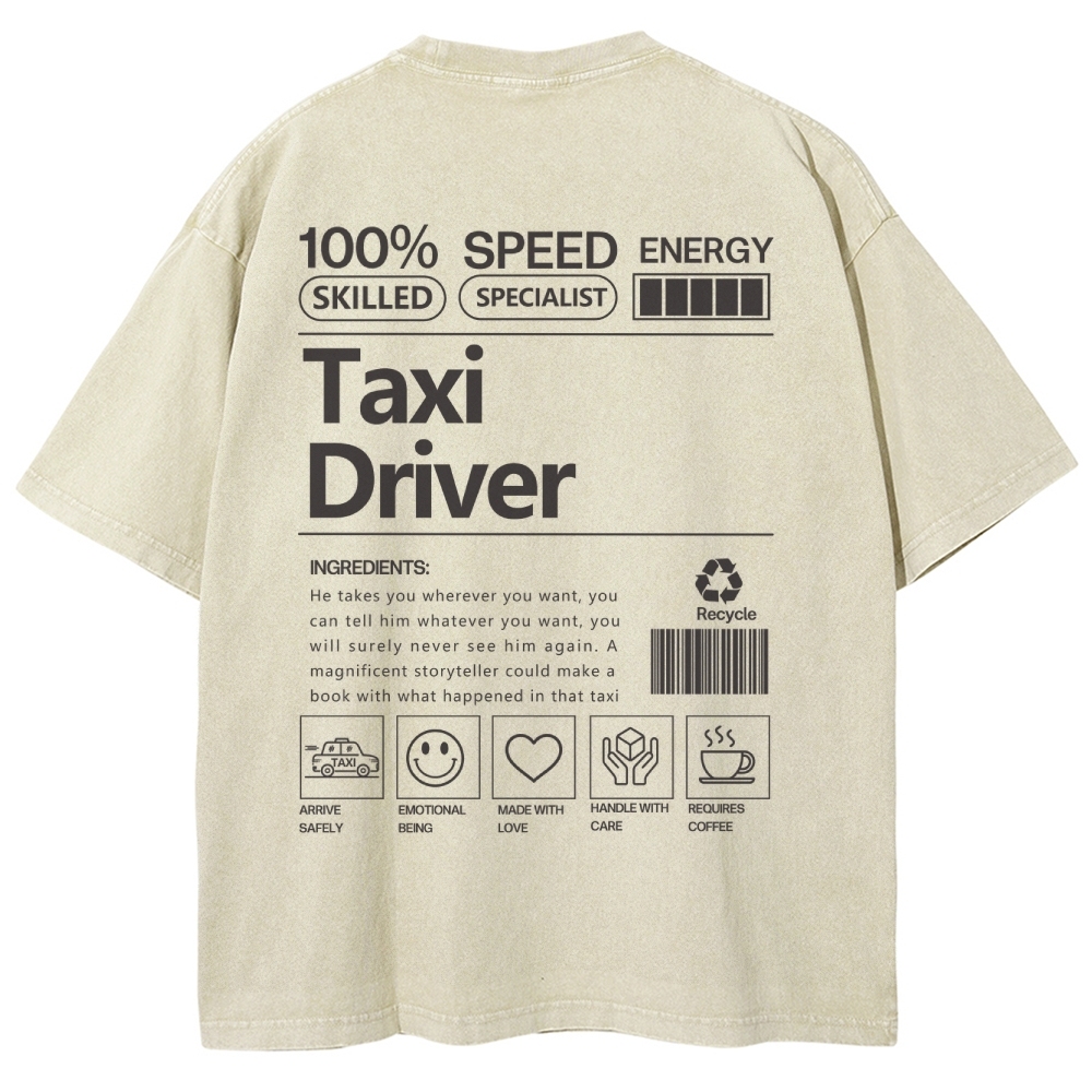Taxi Driver Unisex Fit Washed T-Shirt