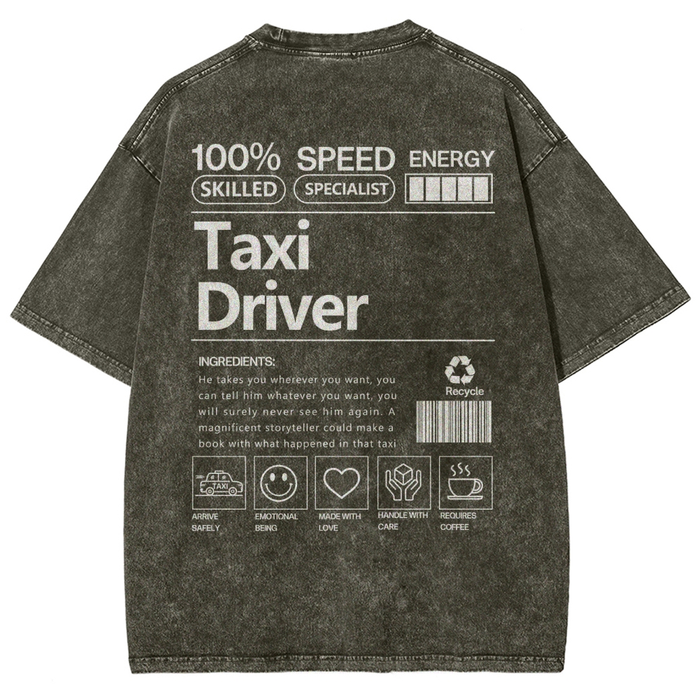 Taxi Driver Unisex Fit Washed T-Shirt