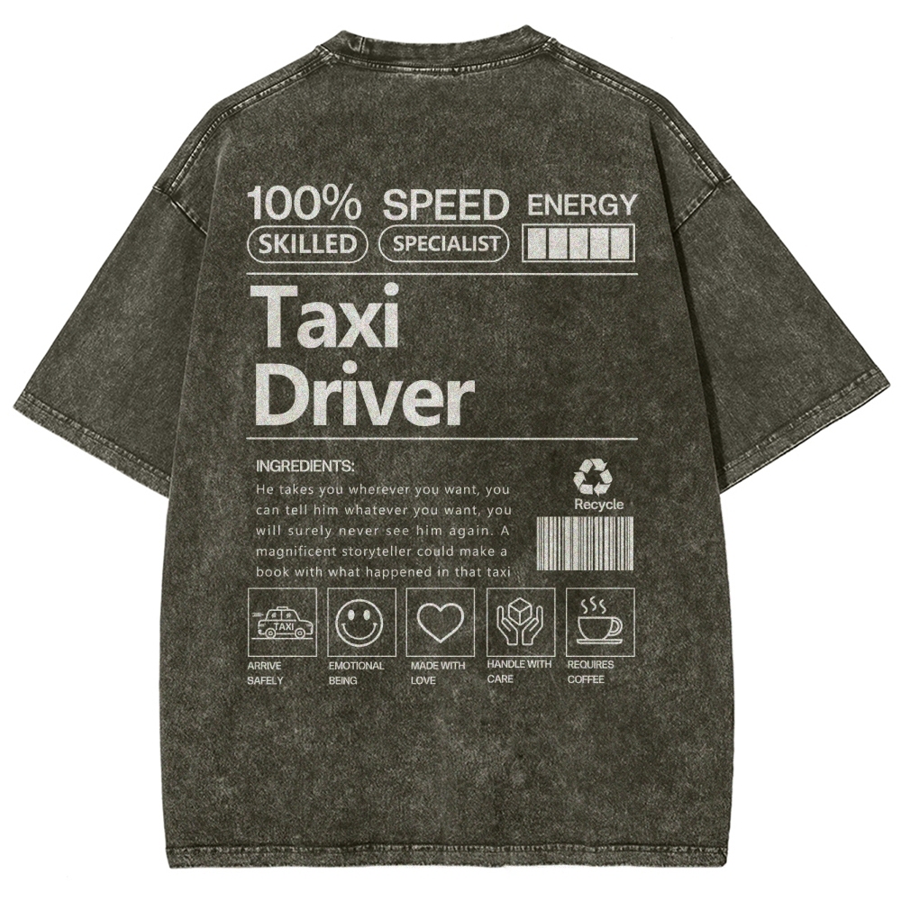 Taxi Driver Unisex Fit Washed T-Shirt