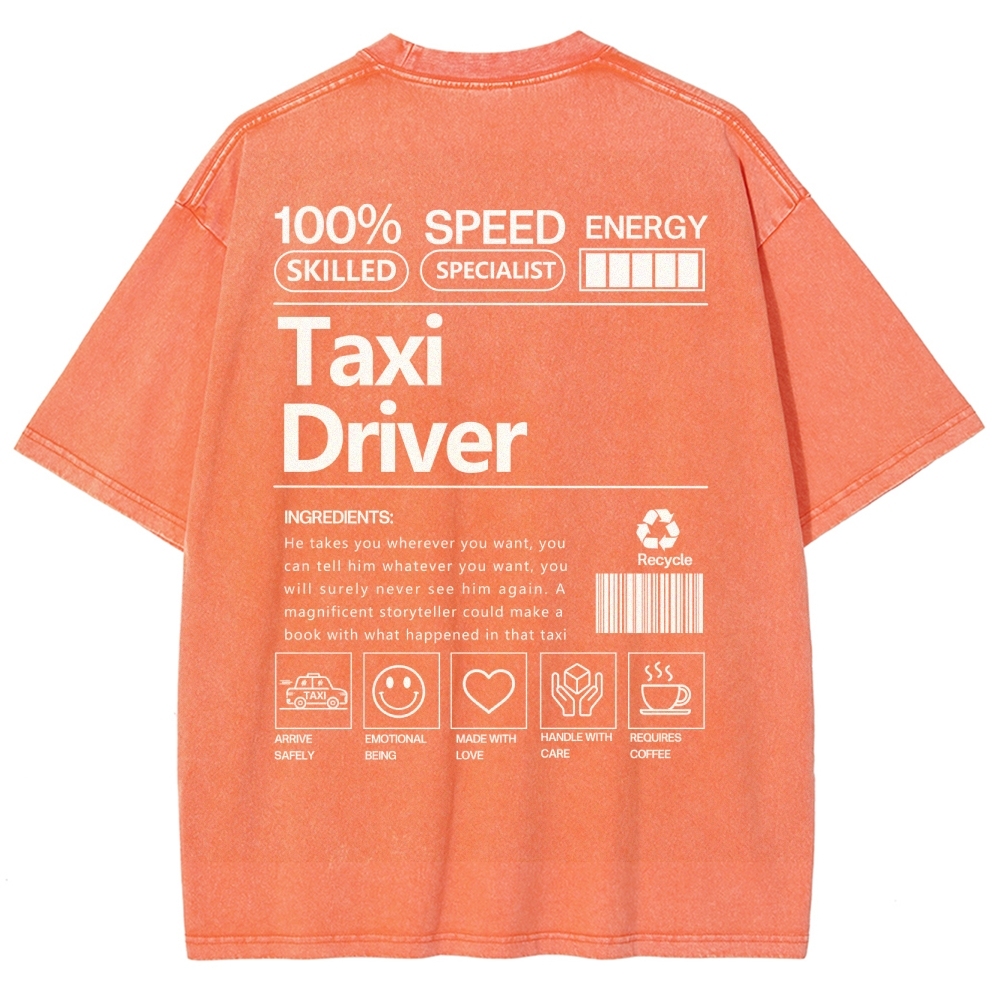 Taxi Driver Unisex Fit Washed T-Shirt