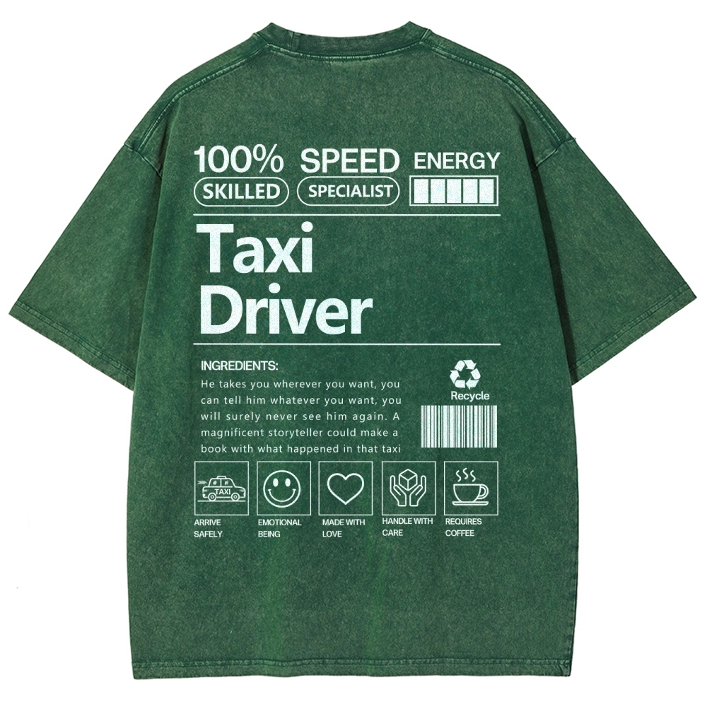 Taxi Driver Unisex Fit Washed T-Shirt