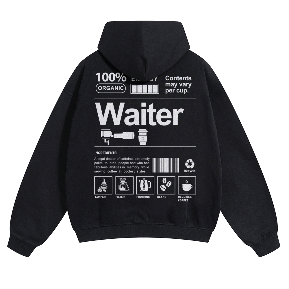 Waiter Solid Color Hoodie Customscool
