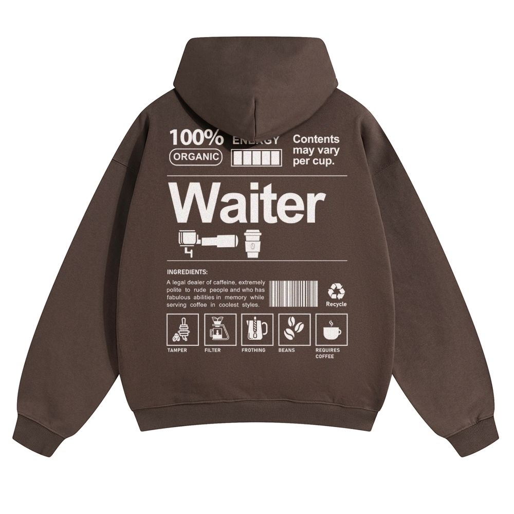 Waiter Solid Color Hoodie Customscool