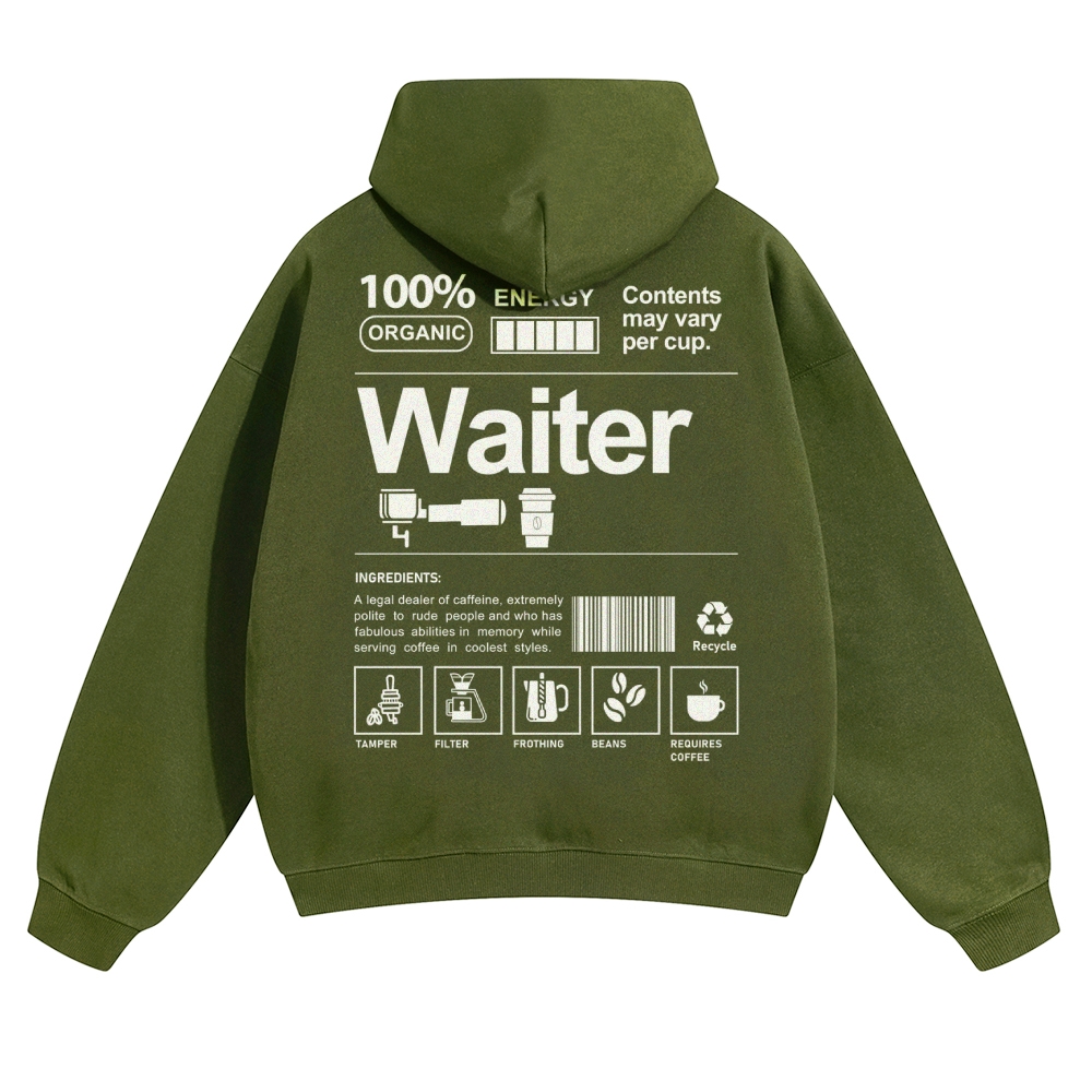 Waiter Solid Color Hoodie Customscool