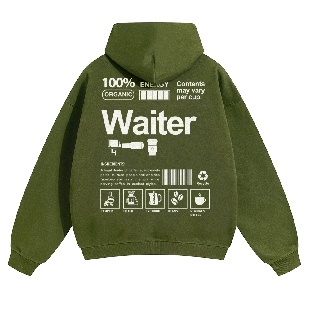 Waiter Solid Color Hoodie Customscool