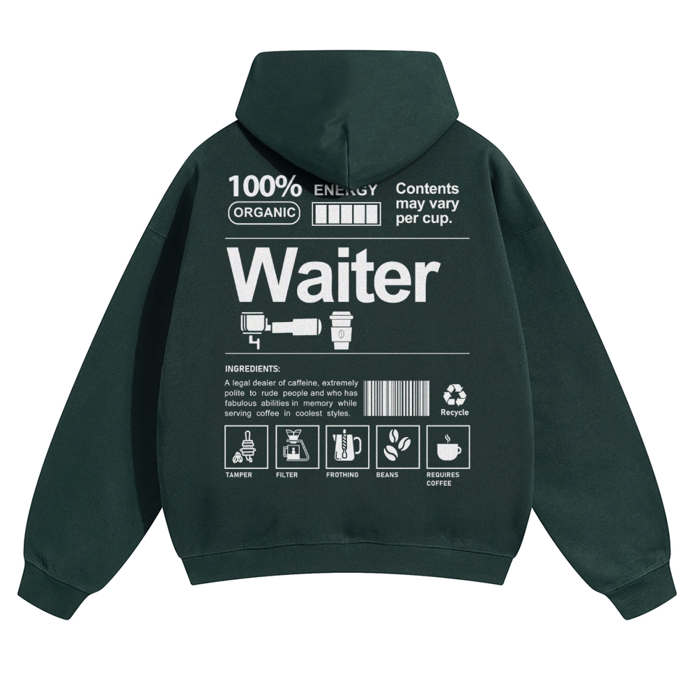 Waiter Solid Color Hoodie Customscool
