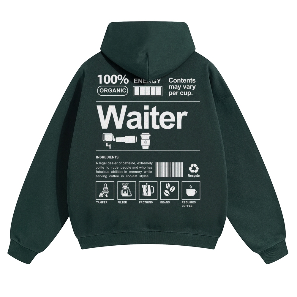 Waiter Solid Color Hoodie Customscool