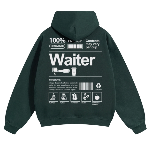 Waiter Solid Color Hoodie Customscool