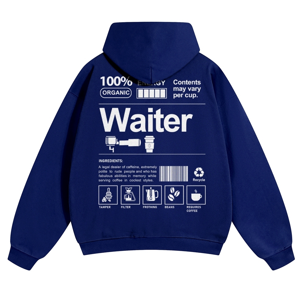 Waiter Solid Color Hoodie Customscool