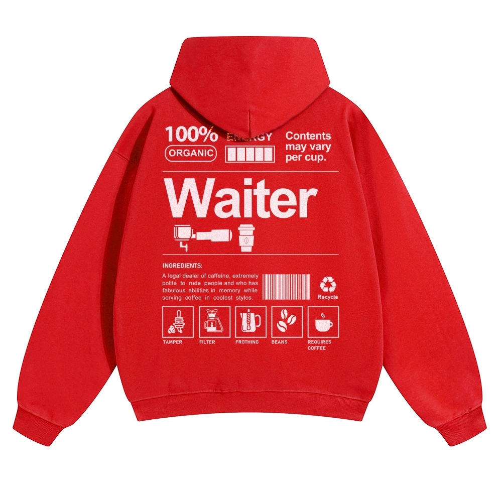 Waiter Solid Color Hoodie Customscool