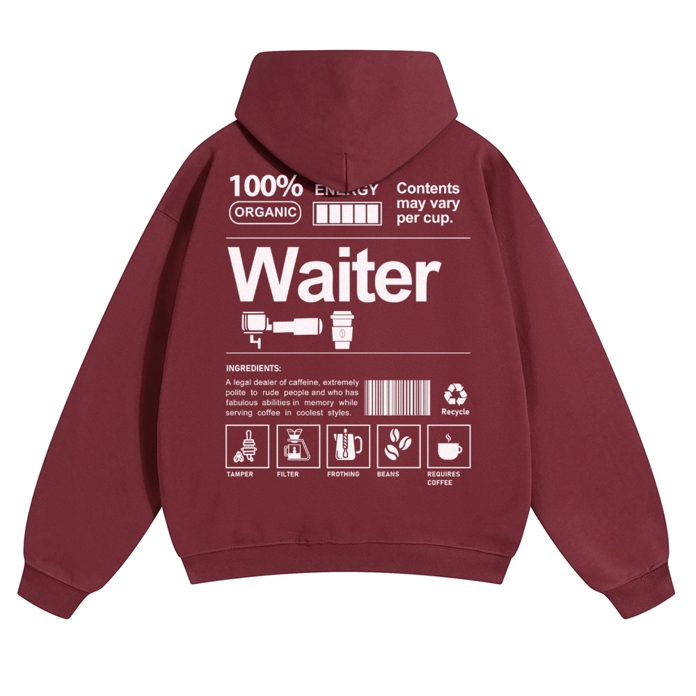 Waiter Solid Color Hoodie Customscool