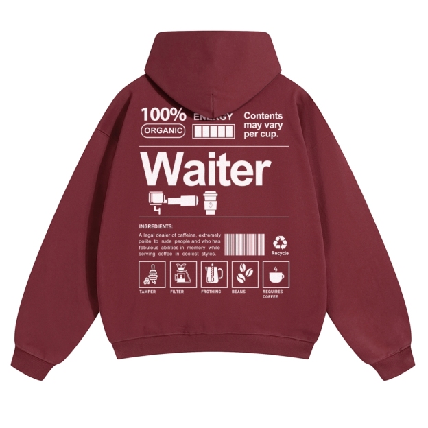 Waiter Solid Color Hoodie Customscool