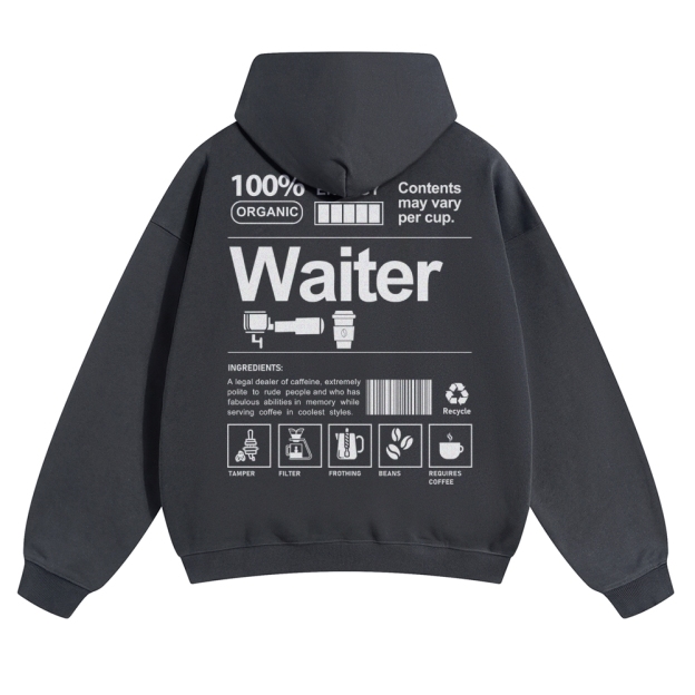 Waiter Solid Color Hoodie Customscool