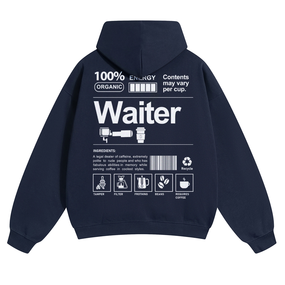 Waiter Solid Color Hoodie Customscool