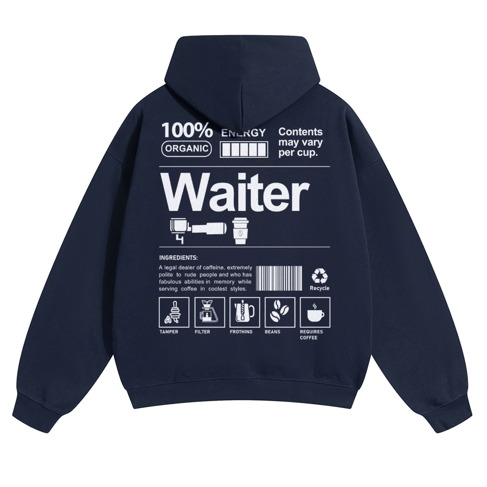 Waiter Solid Color Hoodie Customscool