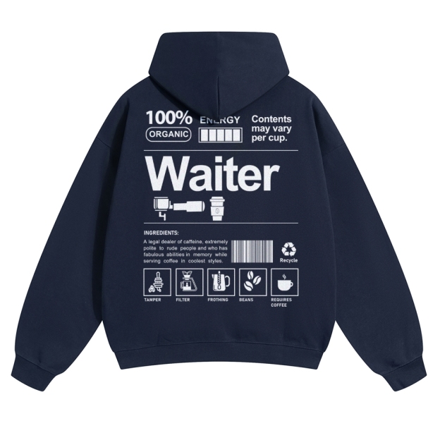 Waiter Solid Color Hoodie Customscool