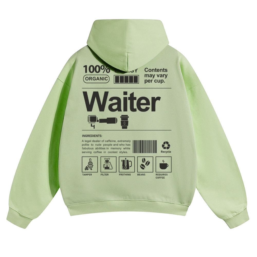 Waiter Solid Color Hoodie Customscool