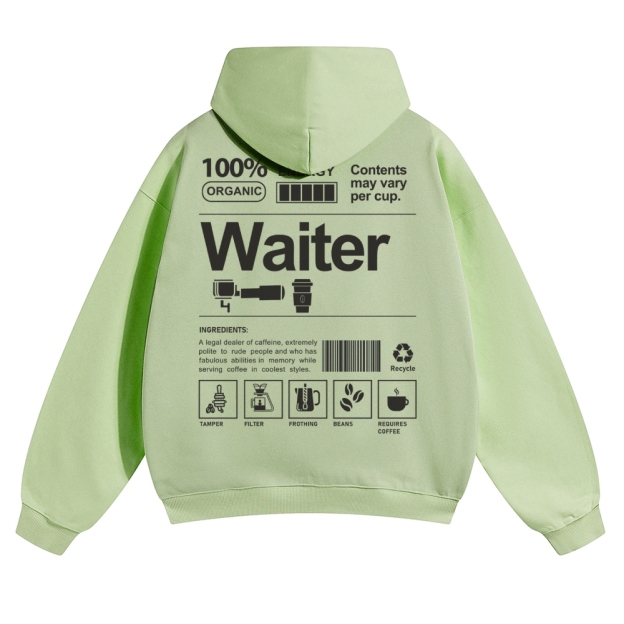 Waiter Solid Color Hoodie Customscool