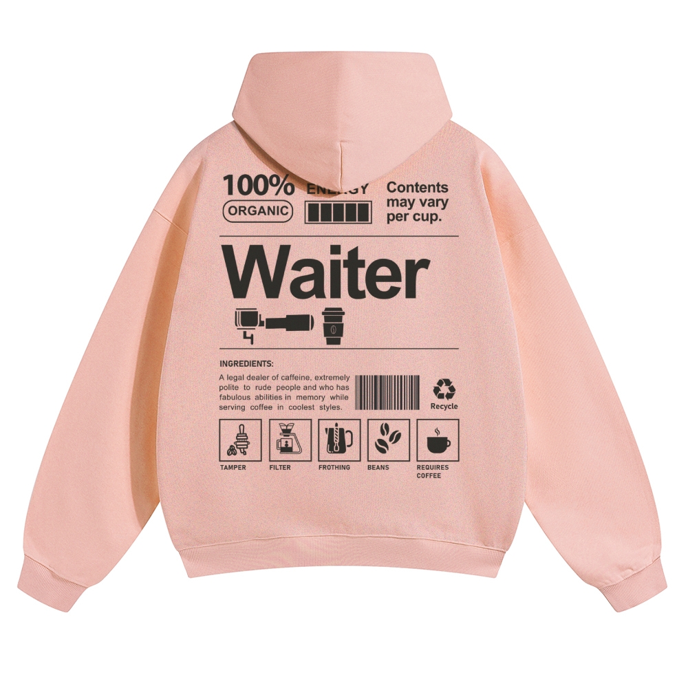 Waiter Solid Color Hoodie Customscool