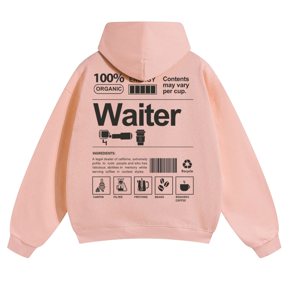 Waiter Solid Color Hoodie Customscool