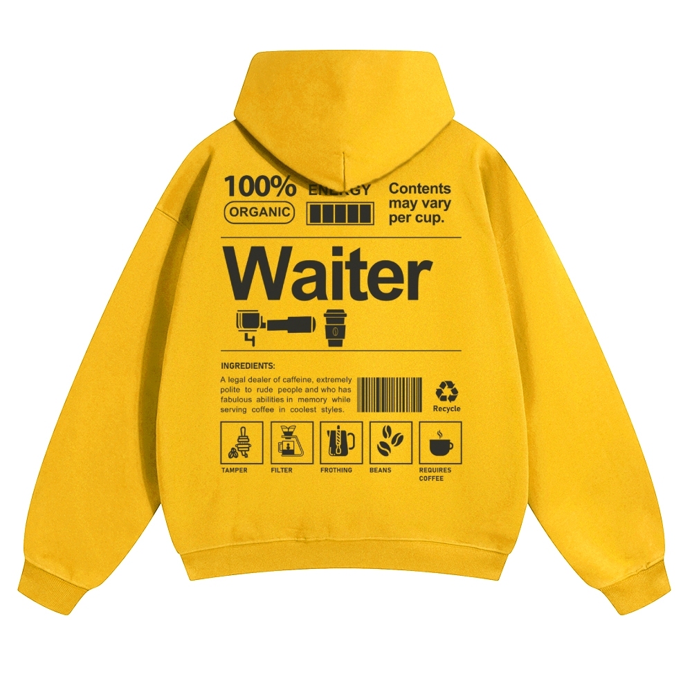 Waiter Solid Color Hoodie Customscool