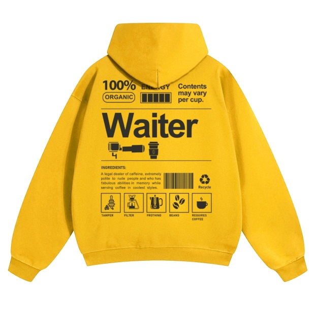 Waiter Solid Color Hoodie Customscool