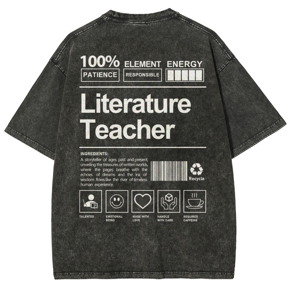 Literature Teacher Unisex Fit Washed T-Shirt Customscool
