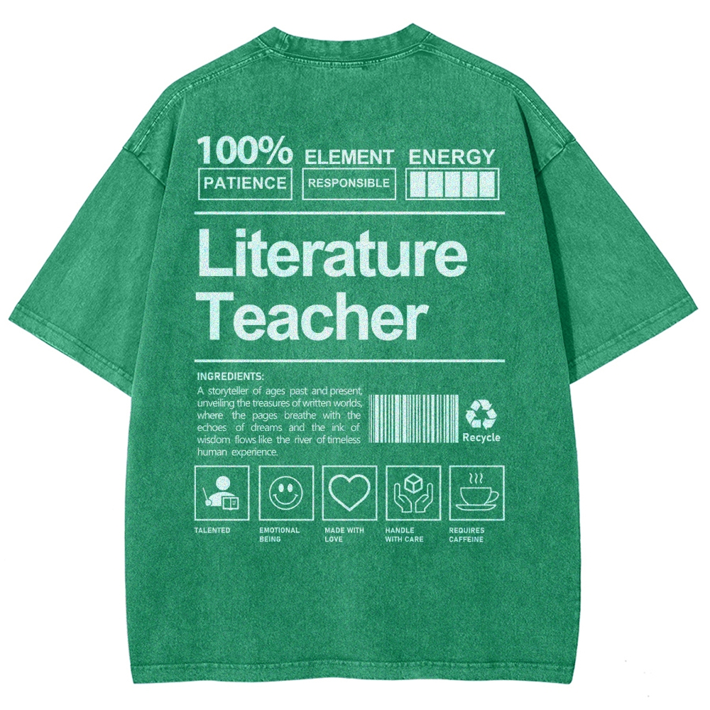 Literature Teacher Unisex Fit Washed T-Shirt Customscool