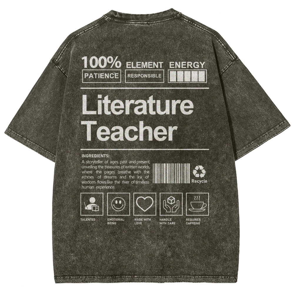 Literature Teacher Unisex Fit Washed T-Shirt Customscool