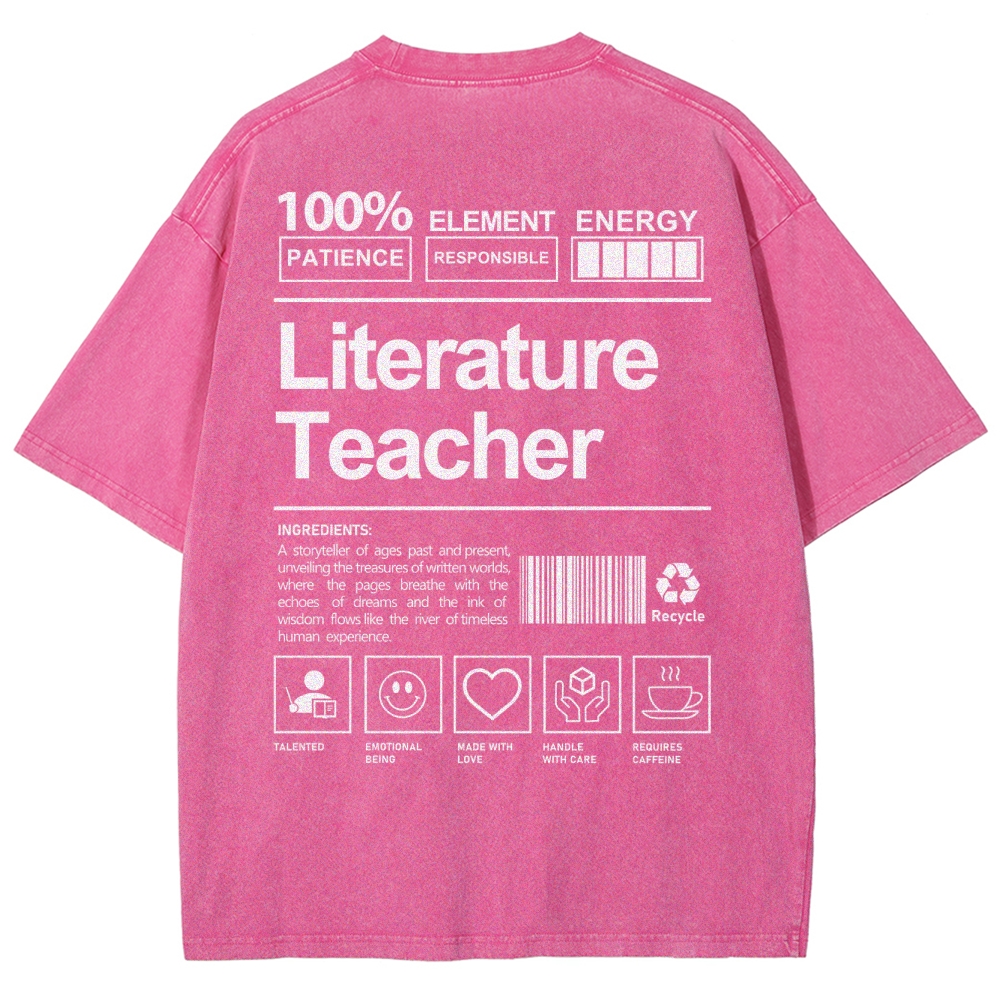 Literature Teacher Unisex Fit Washed T-Shirt Customscool