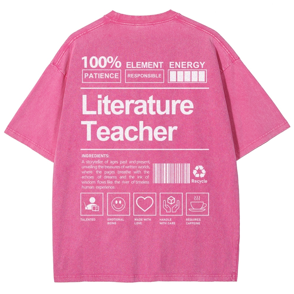 Literature Teacher Unisex Fit Washed T-Shirt Customscool