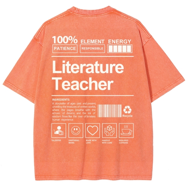Literature Teacher Unisex Fit Washed T-Shirt Customscool