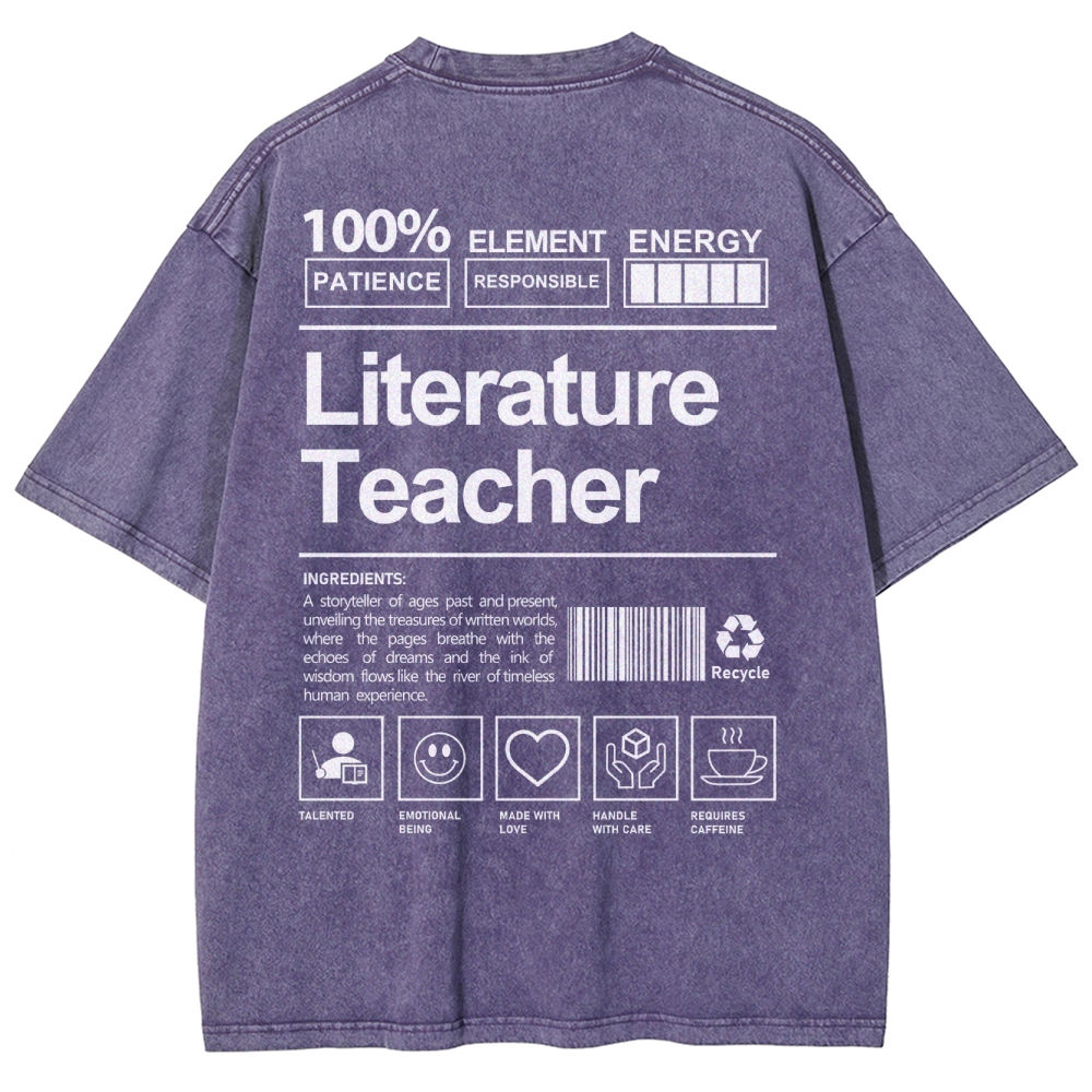Literature Teacher Unisex Fit Washed T-Shirt Customscool