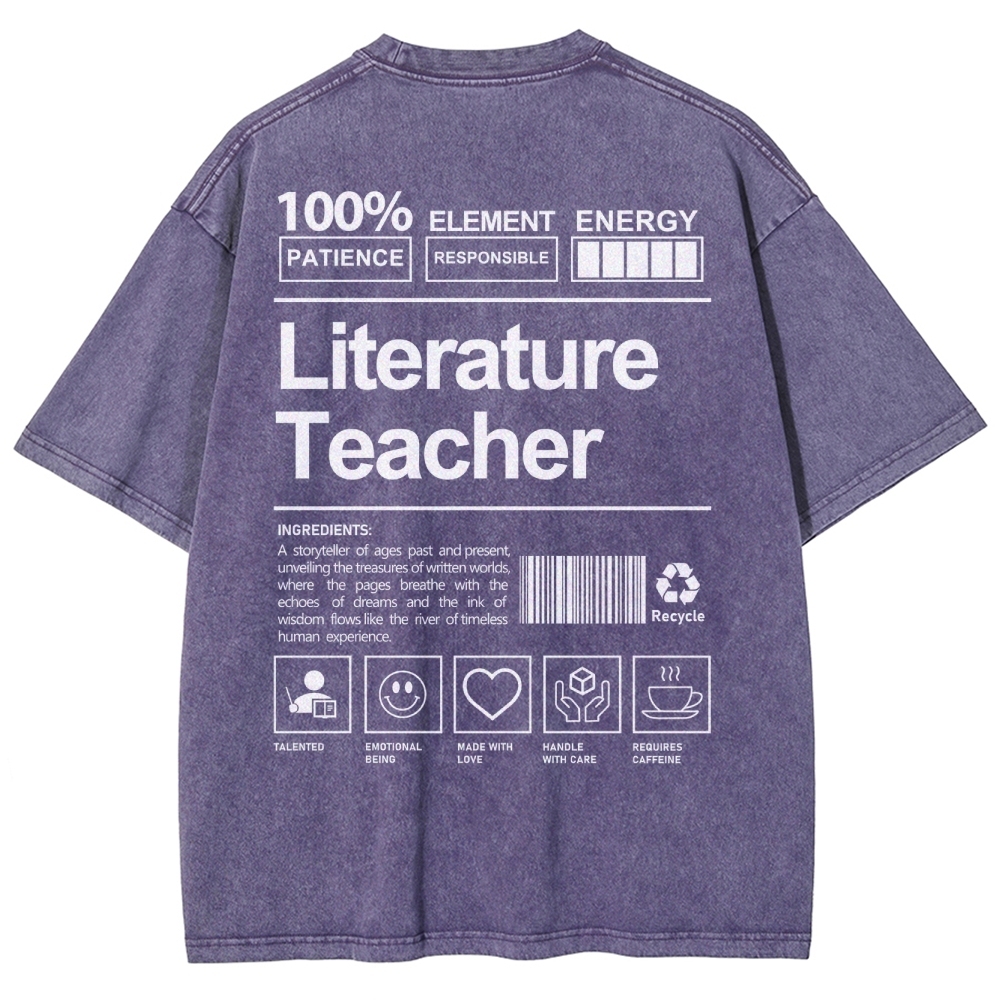 Literature Teacher Unisex Fit Washed T-Shirt Customscool