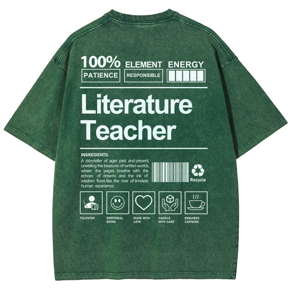 Literature Teacher Unisex Fit Washed T-Shirt Customscool