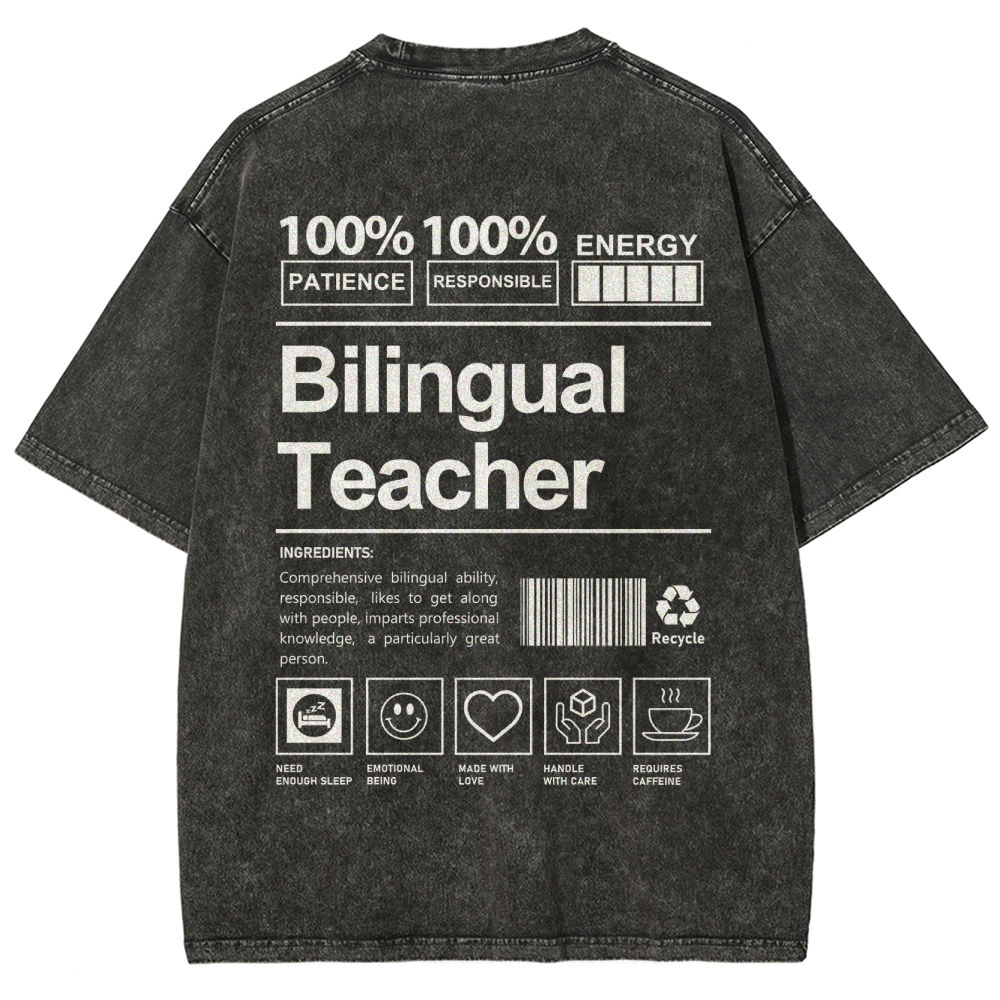Bilingual Teacher Unisex Fit Washed T-Shirt Customscool