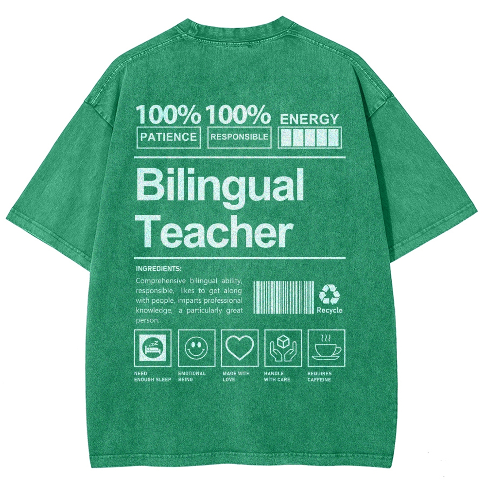 Bilingual Teacher Unisex Fit Washed T-Shirt Customscool