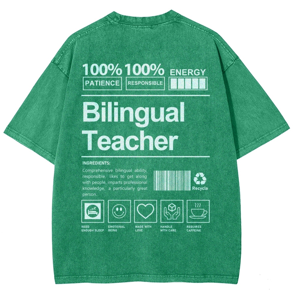 Bilingual Teacher Unisex Fit Washed T-Shirt Customscool